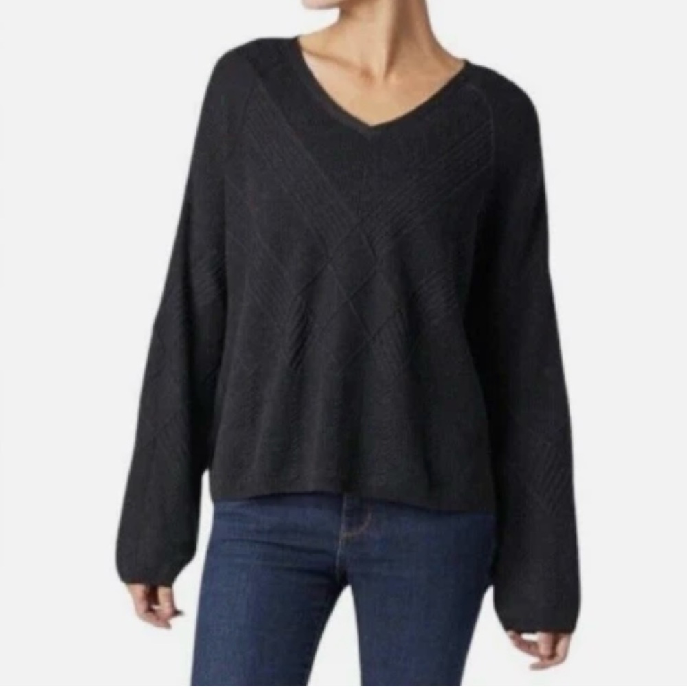 Smartwool Shadow Pine Black Cable Knit Sweater V-… - image 2